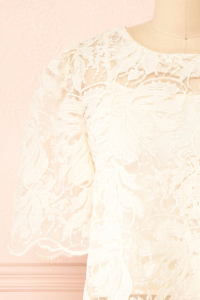 Selah Beige Lace Top | Boutique 1861 front close-up