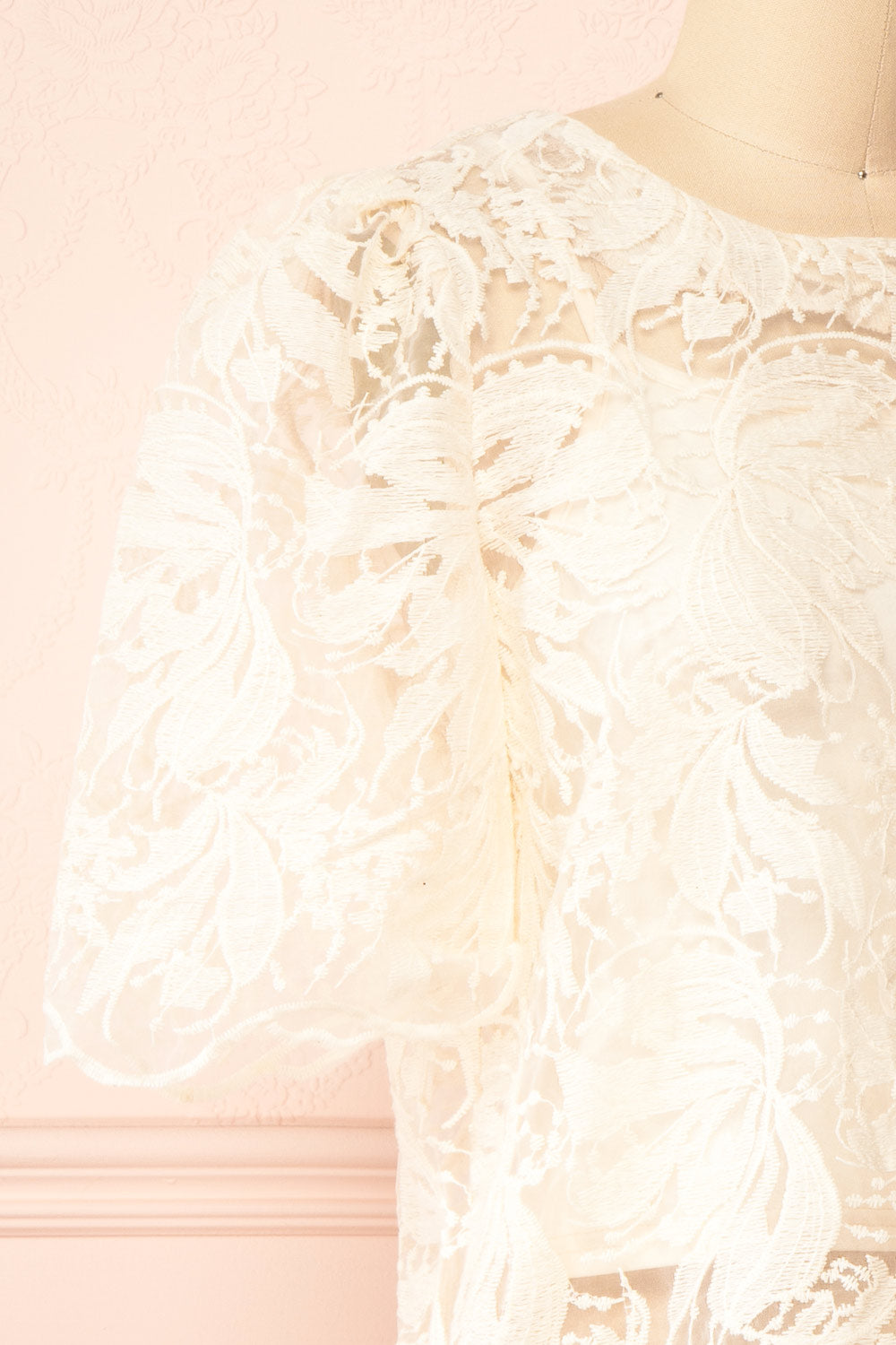 Selah Beige Lace Top | Boutique 1861 side close-up