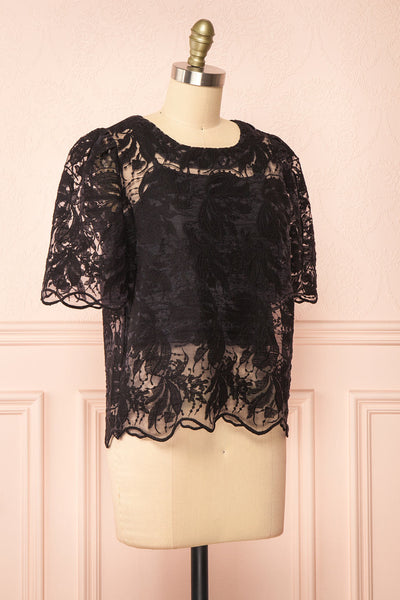 Selah Black Lace Top w/ Cropped Camisole | Boutique 1861 side view