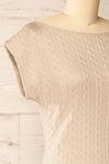 Selana Beige Knit Maxi Dress w/ Back Slit | La petite garçonne side close-up