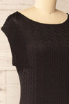 Selana Black Knit Maxi Dress w/ Back Slit | La petite garçonne side close-up