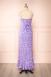 Selene Lavender Floral Midi Wrap Dress w/ Ruffles | Boutique 1861 back view