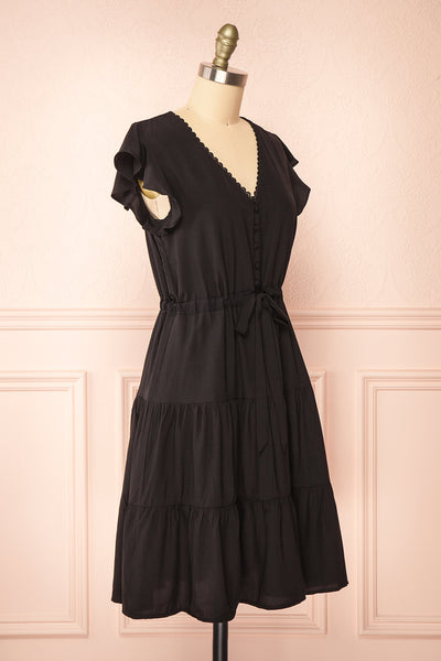 Selenia Black A-line Dress w/ Adjustable Waist | Boutique 1861 side view
