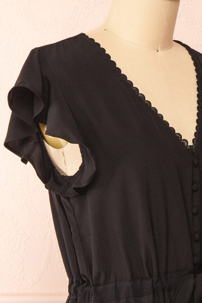 Selenia Black A-line Dress w/ Adjustable Waist | Boutique 1861 side