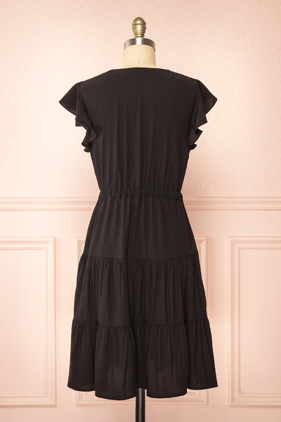 Selenia Black A-line Dress w/ Adjustable Waist | Boutique 1861 back view