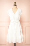 Selenia White A-line Dress w/ Adjustable Waist | Boutique 1861 front view