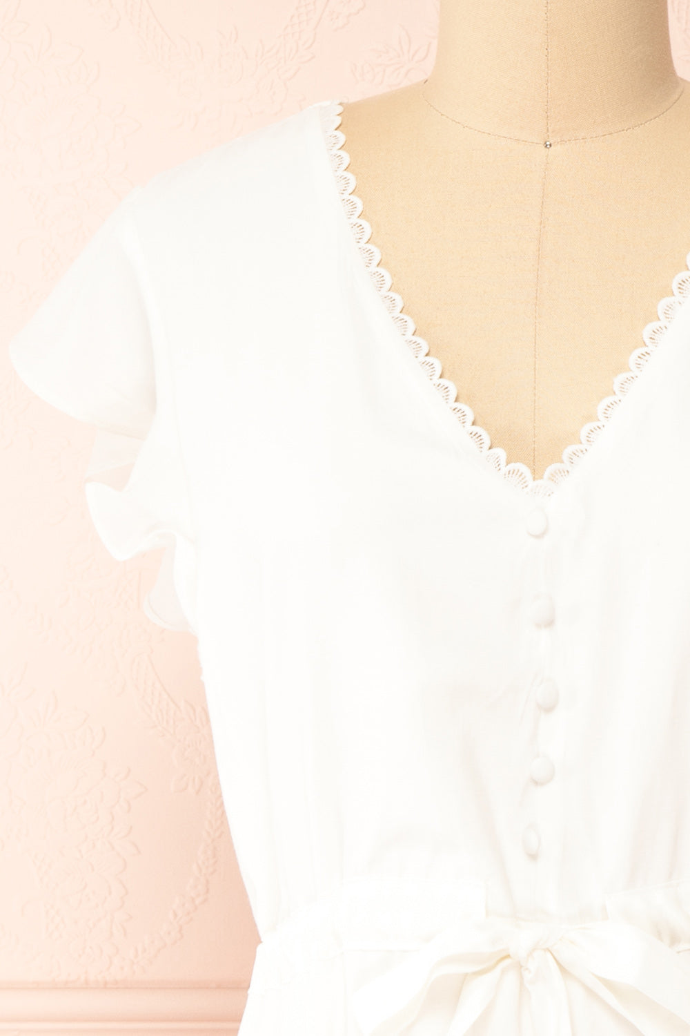 Selenia White A-line Dress w/ Adjustable Waist | Boutique 1861 front 