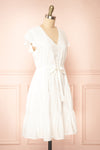 Selenia White A-line Dress w/ Adjustable Waist | Boutique 1861 side view
