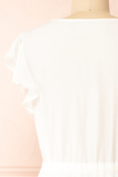 Selenia White A-line Dress w/ Adjustable Waist | Boutique 1861 back