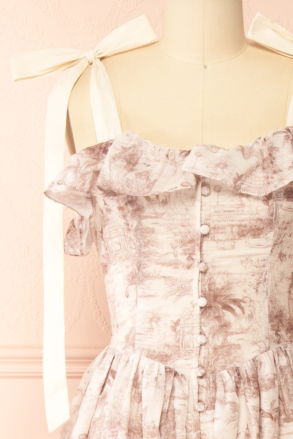 Seloua Long Dress with Brown Vintage Print | Boutique 1861 front 