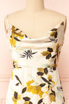 Selvi Ivory Floral Cowl Neck Midi Dress | Boutique 1861 front close-up