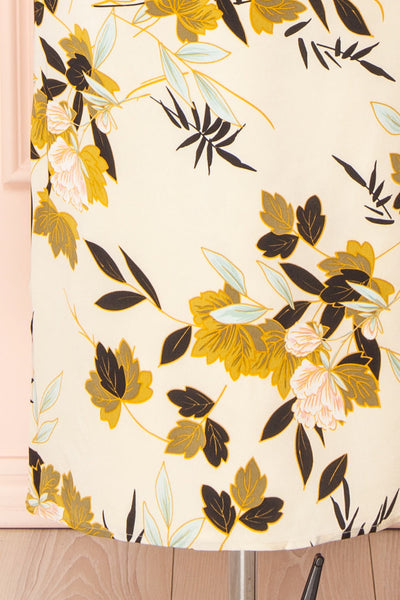 Selvi Ivory Floral Cowl Neck Midi Dress | Boutique 1861  bottom