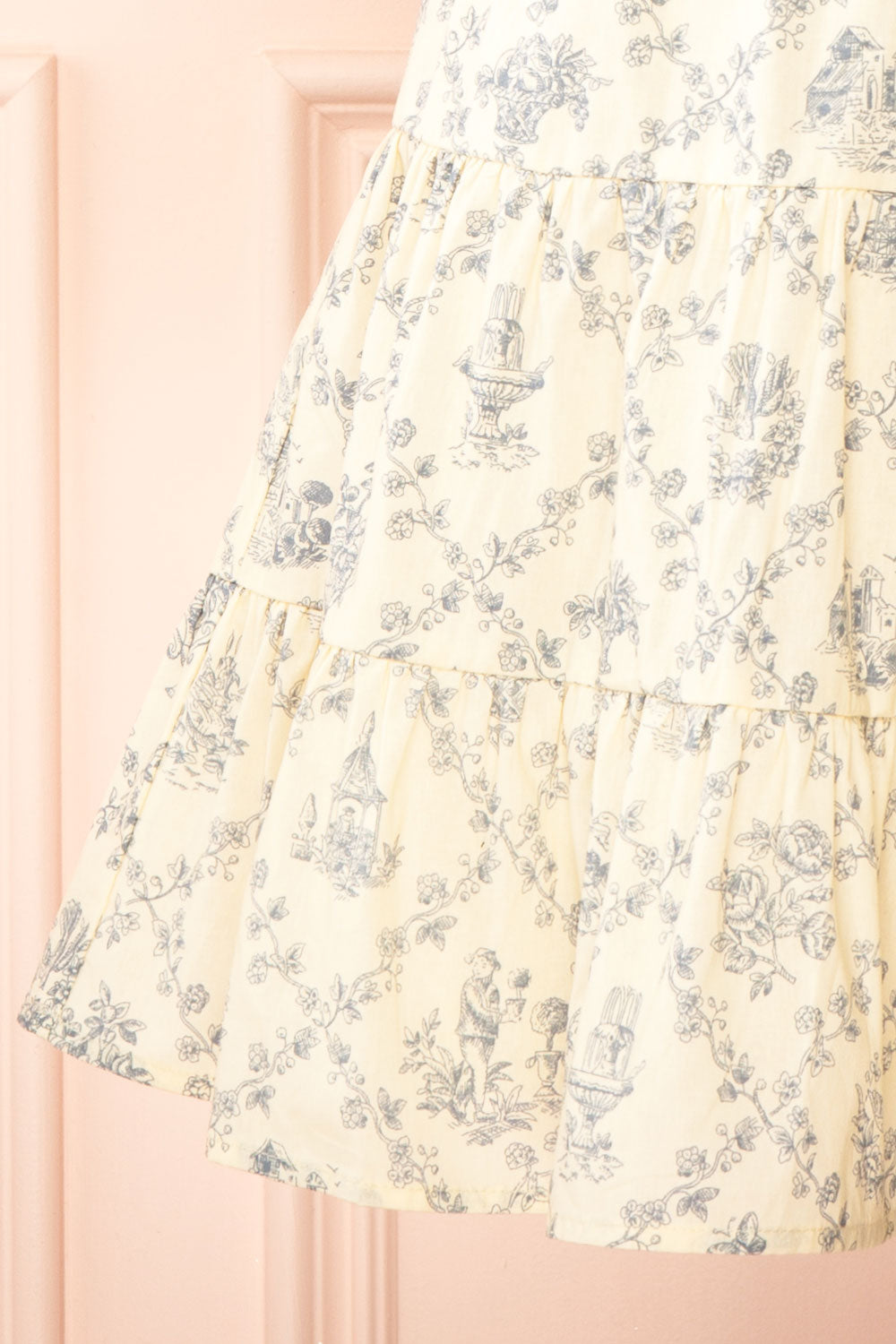 Selvina Short Beige Dress w/ Vintage Motif | Boutique 1861  bottom