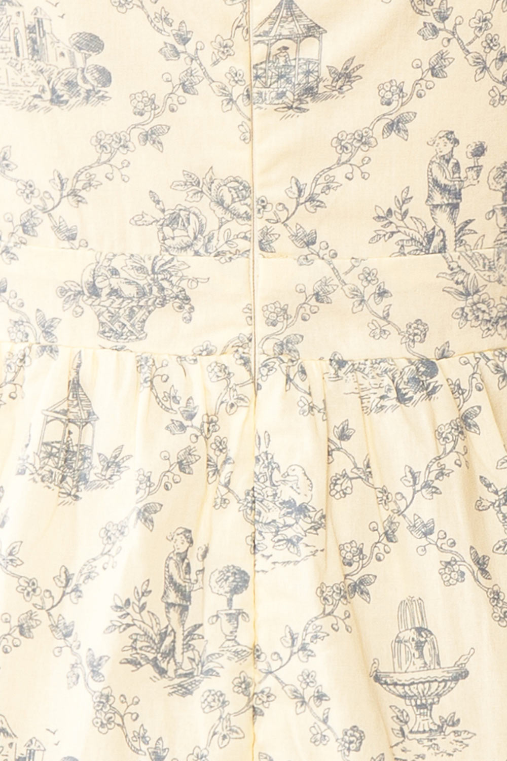 Selvina Short Beige Dress w/ Vintage Motif | Boutique 1861  fabric 
