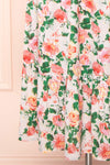 Senna Floral Midi Dress w/ Ruched Bust | Boutique 1861 bottom close-up