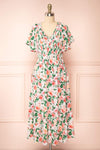 Senna Floral Midi Dress w/ Ruched Bust | Boutique 1861 front view