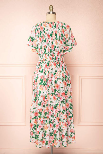 Senna Floral Midi Dress w/ Ruched Bust | Boutique 1861 back view