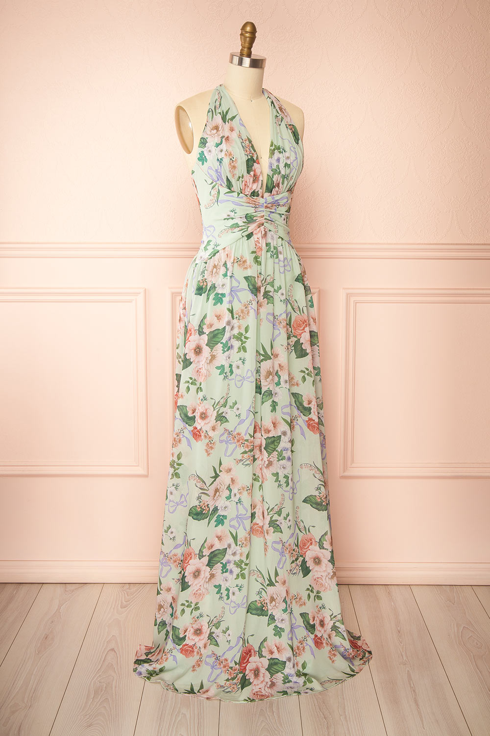 Seojun Maxi Floral Halter Dress | Boutique 1861 side view