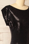 Seralie Black Sequin Maxi Dress w/ Slit | La petite garçonne side close-up