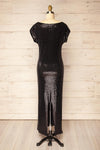 Seralie Black Sequin Maxi Dress w/ Slit | La petite garçonne back view