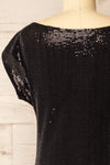 Seralie Black Sequin Maxi Dress w/ Slit | La petite garçonne back close-up