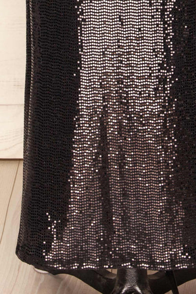 Seralie Black Sequin Maxi Dress w/ Slit | La petite garçonne bottom