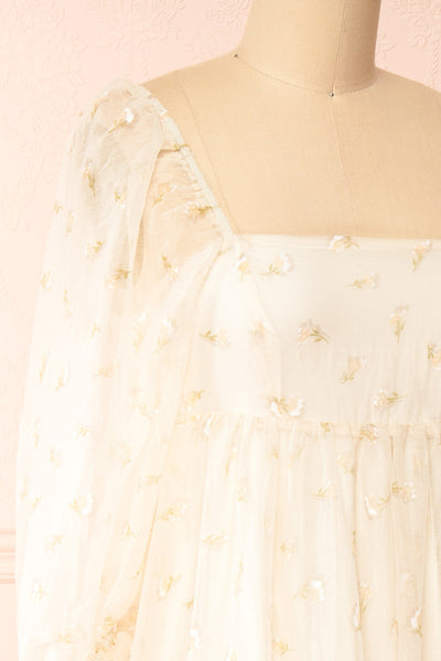 Serenella Maxi Floral Babydoll Dress | Boutique 1861 side close-up