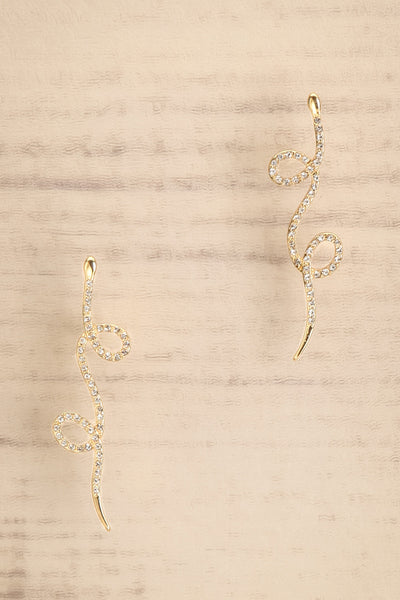 Serpentis Gold-Plated Crystal Snake Earrings | La petite garçonne close-up