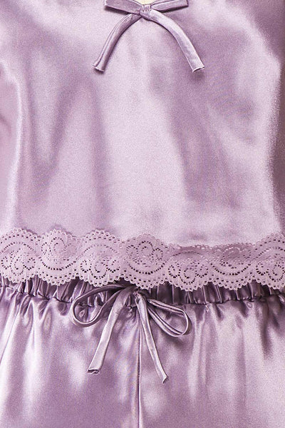 Set Cassiana Lilac Satin Pyjama Set | Boutique 1861  fabric