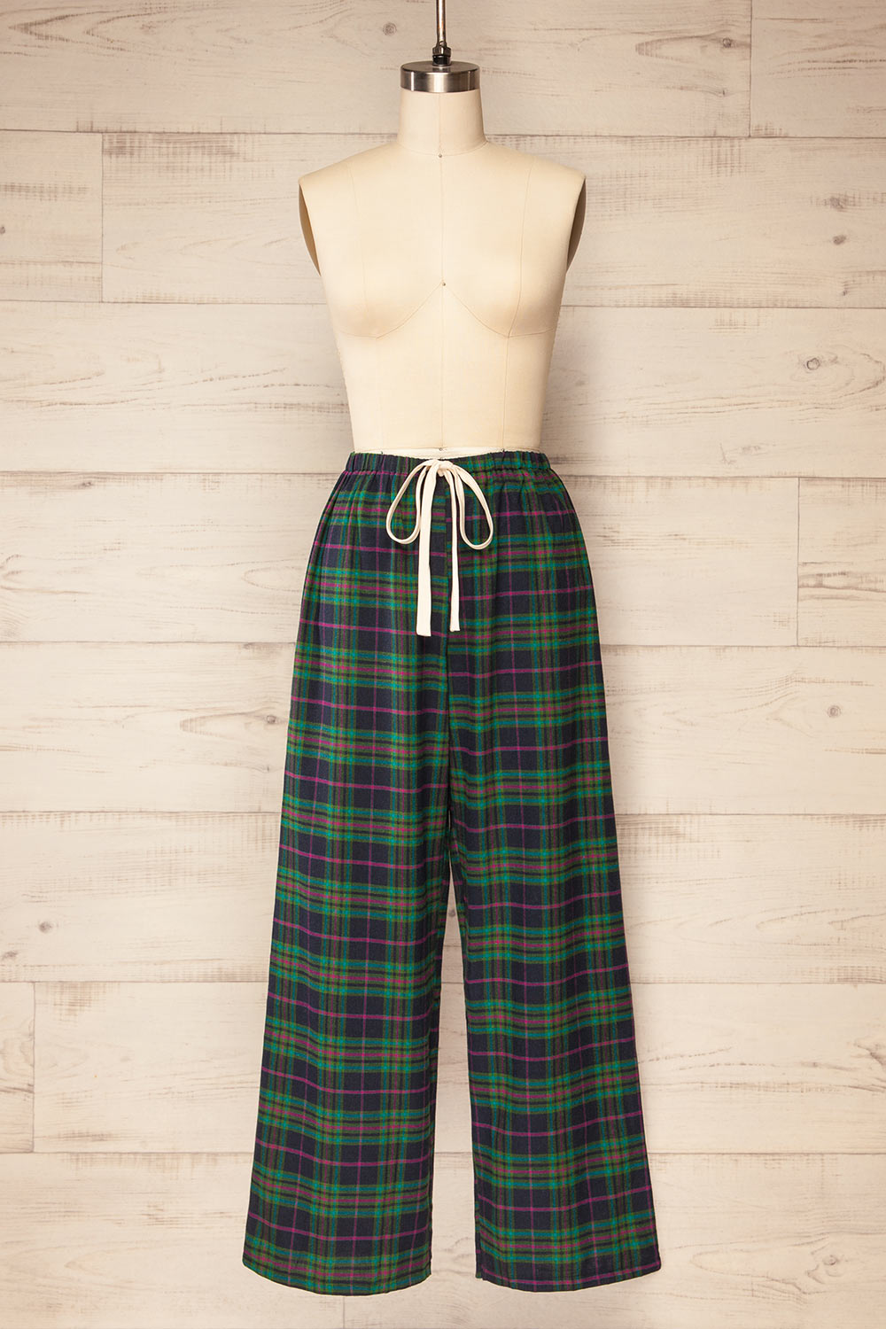 Set Lyla Green Plaid Pyjama Set | La petite garçonne bottom front