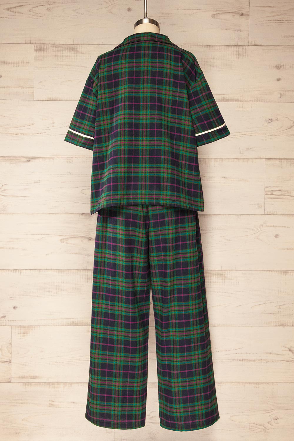 Set Lyla Green Plaid Pyjama Set | La petite garçonne back view