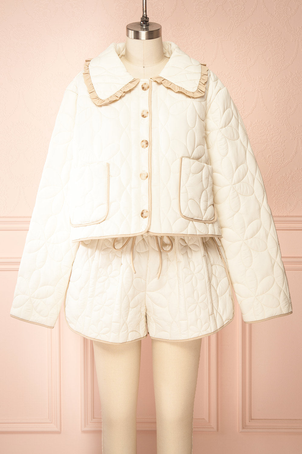 Set Ydrina Ivory Quilted Jacket & Short | Boutique 1861 set