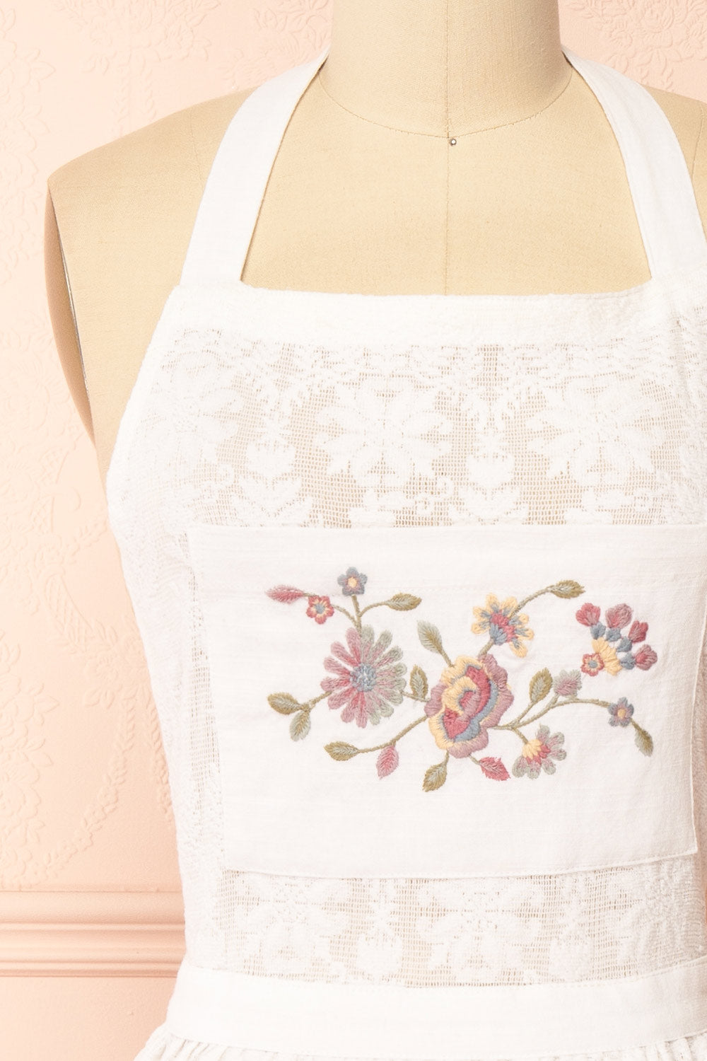 Sevyn White Floral Embroidered Lace Apron by April Cornell | Boutique 1861 front