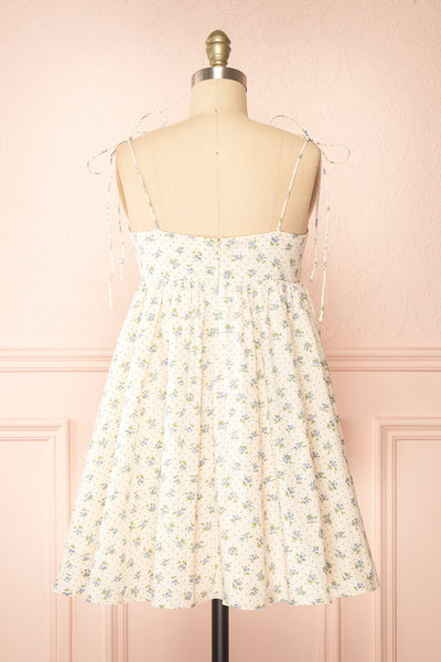 Soyeon Mini Floral Babydoll Dress w/ Bow in Front | Boutique 1861 back view