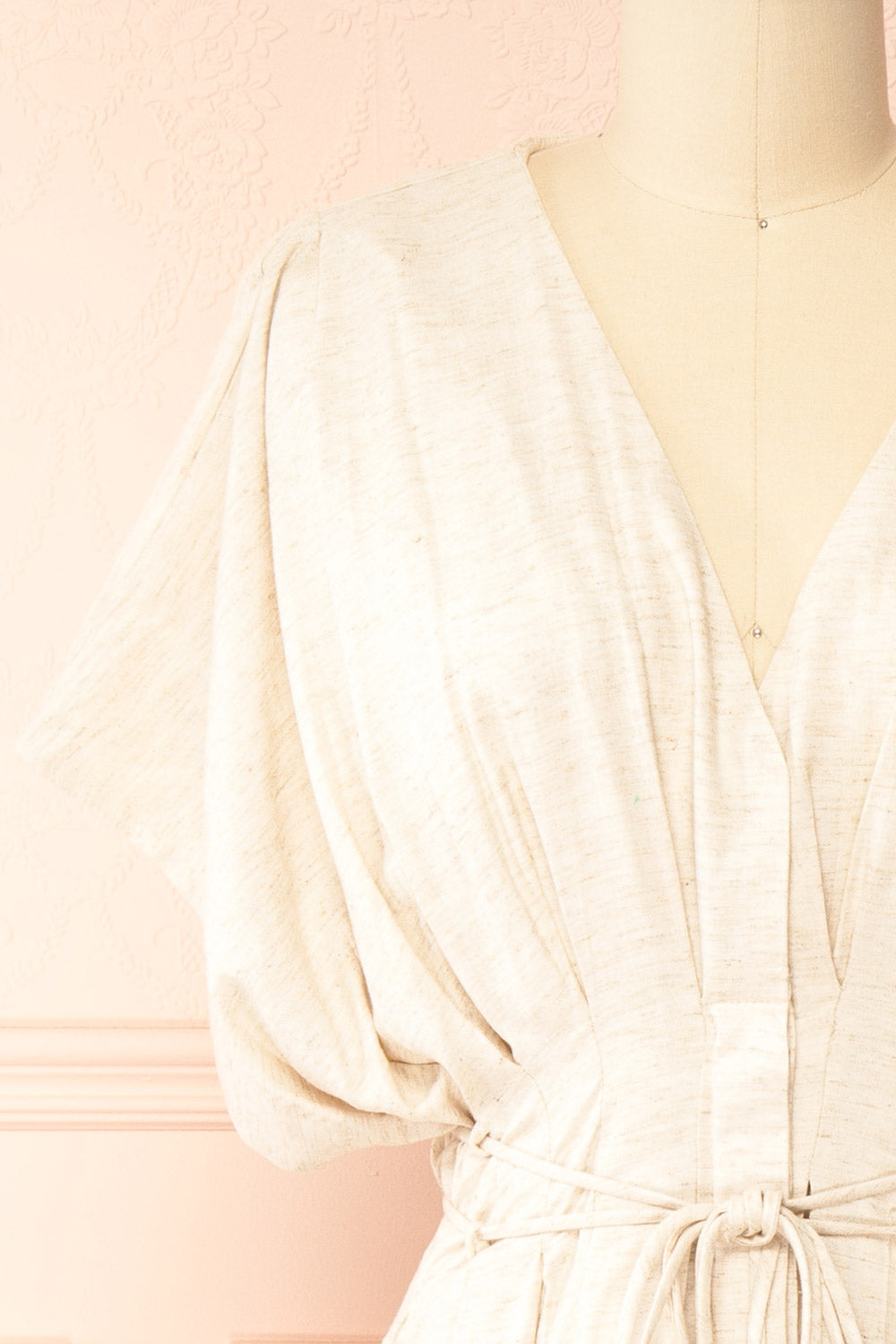 Shadida Beige Short-Sleeved Maxi Dress with Pockets | Boutique 1861 front