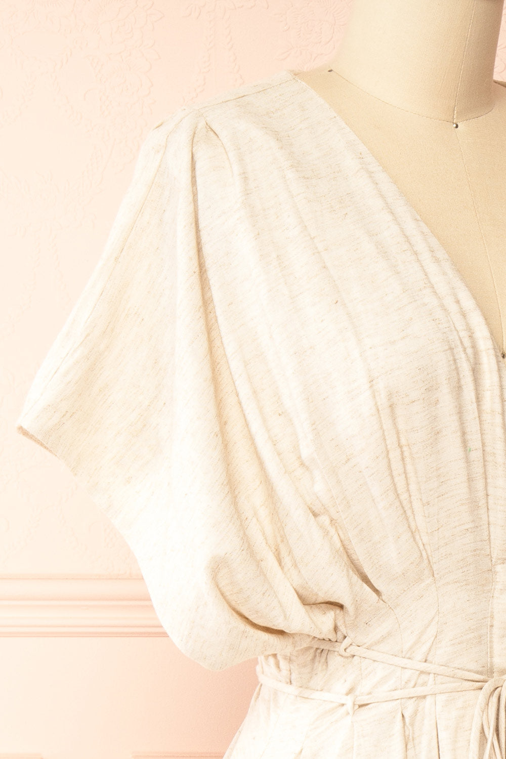 Shadida Beige Short-Sleeved Maxi Dress with Pockets | Boutique 1861 side