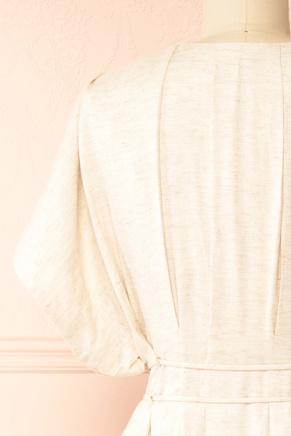 Shadida Beige Short-Sleeved Maxi Dress with Pockets | Boutique 1861 back