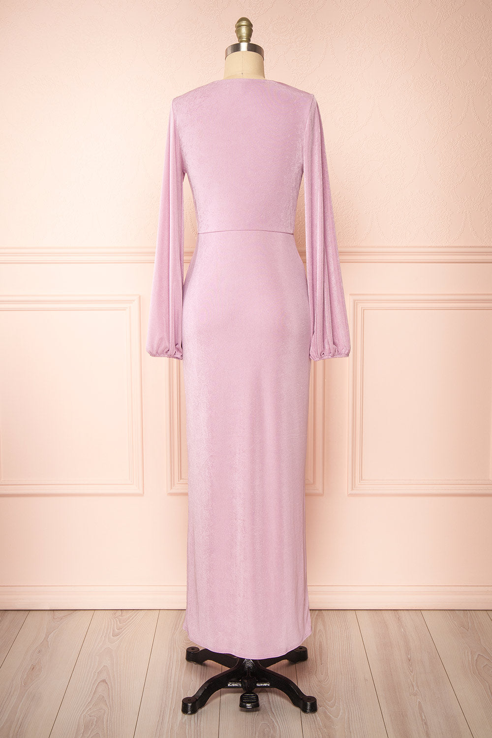 Shaina Knot Front Lilac Maxi Dress | Boutique 1861 back view