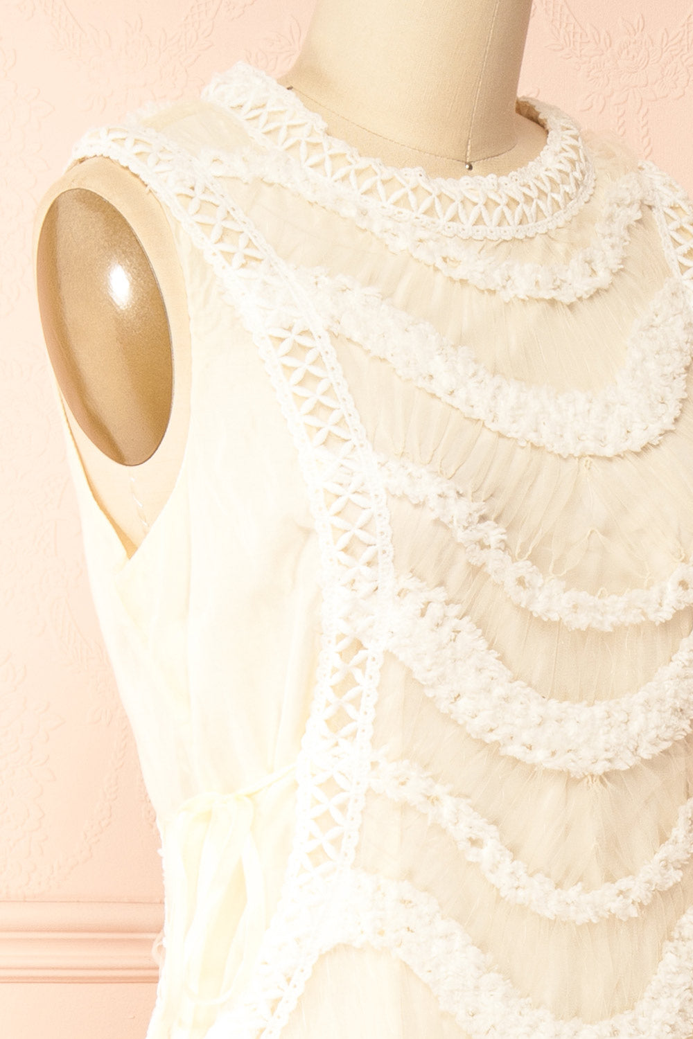 Shania Ivory Sleeveless Midi Dress with Textured Details | Boudoir 1861 side