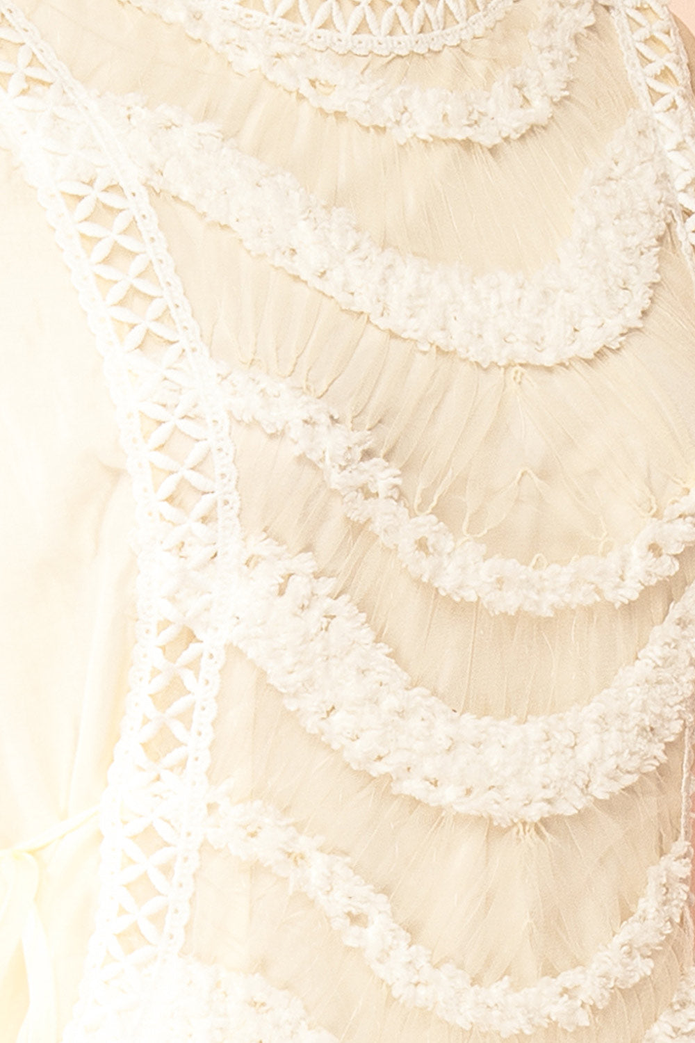 Shania Ivory Sleeveless Midi Dress with Textured Details | Boudoir 1861 fabric