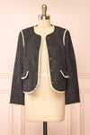 Shannon Black Tweed Blazer w/ Round Collar | Boutique 1861 open view