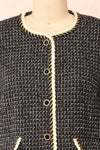 Shannon Black Tweed Blazer w/ Round Collar | Boutique 1861  front close-up