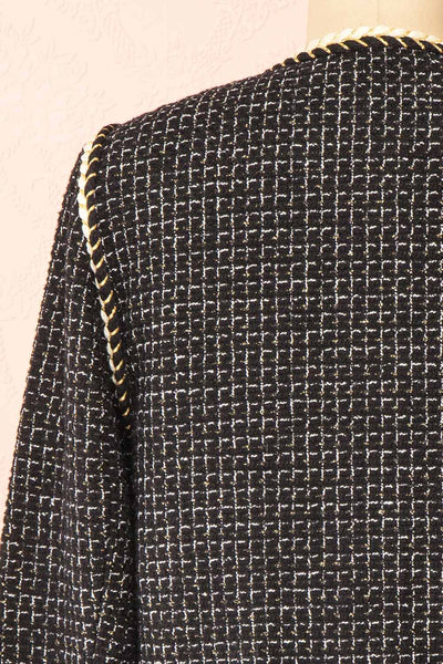 Shannon Black Tweed Blazer w/ Round Collar | Boutique 1861 back close-up