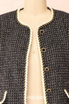 Shannon Black Tweed Blazer w/ Round Collar | Boutique 1861 open close-up