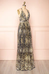 Sharidan Navy Glitter Mesh Maxi Dress | Boutique 1861 side view