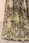 Sharidan Navy Glitter Mesh Maxi Dress | Boutique 1861 bottom
