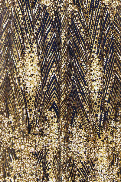 Sharidan Navy Glitter Mesh Maxi Dress | Boutique 1861 fabric
