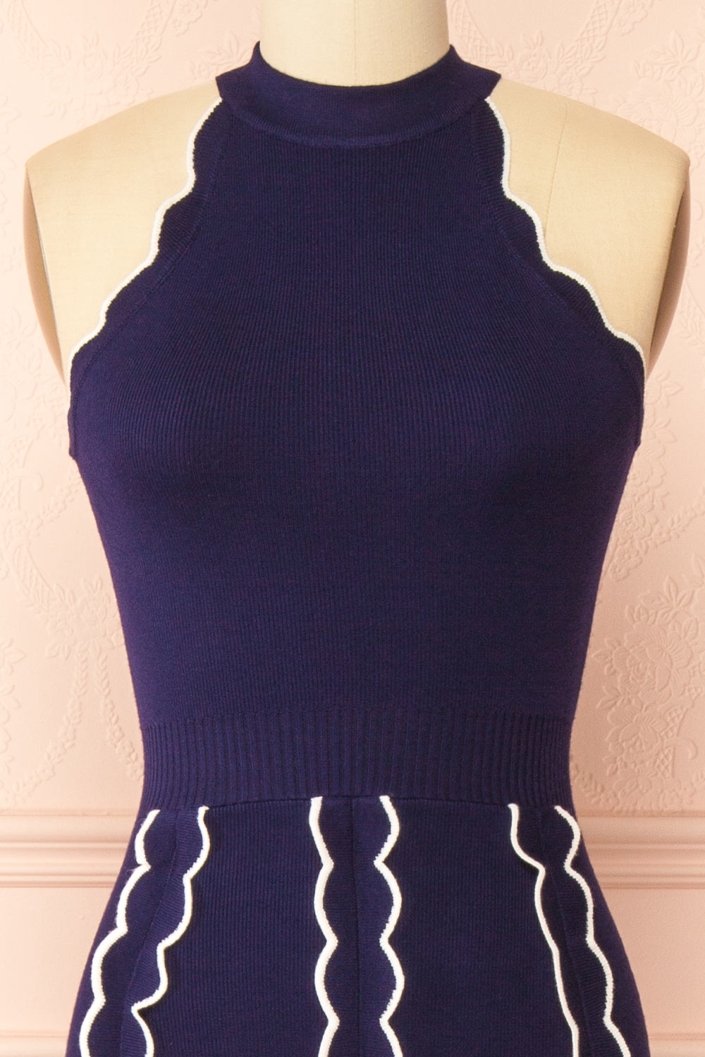 Sharleen Navy Knit Sleeveless Midi Dress | Boutique 1861 front