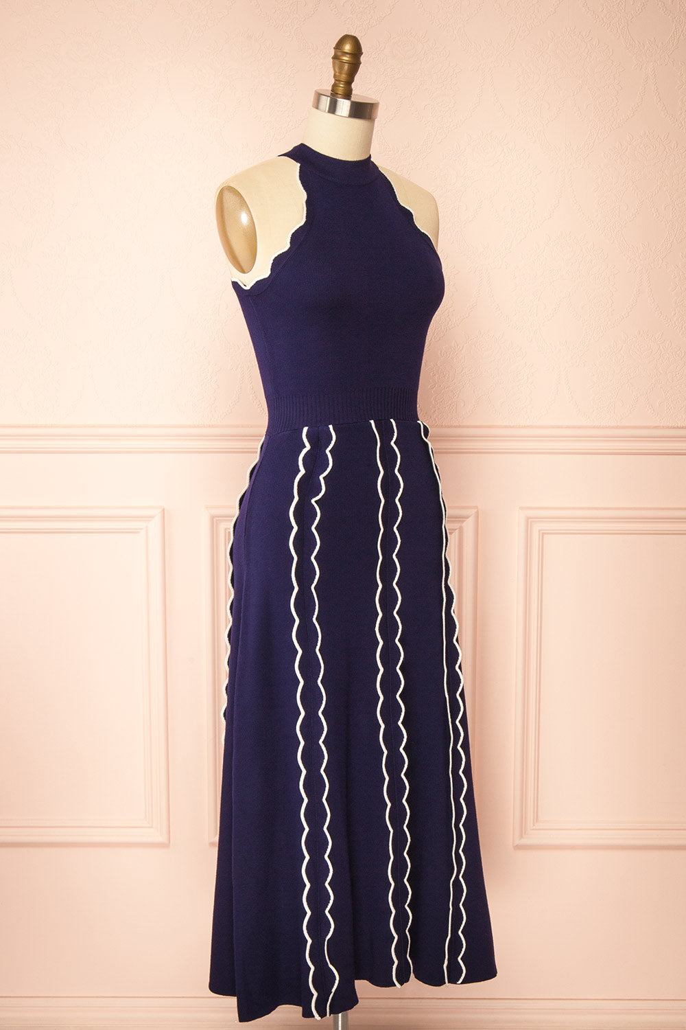 Sharleen Navy Knit Sleeveless Midi Dress | Boutique 1861 side view
