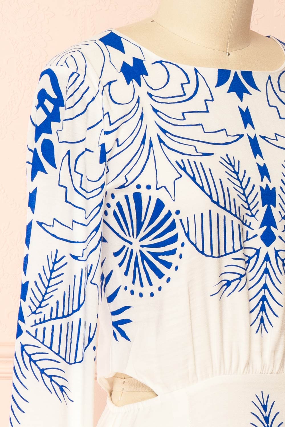 Sharon Short White Dress with Contrast Print | Boutique 1861 side